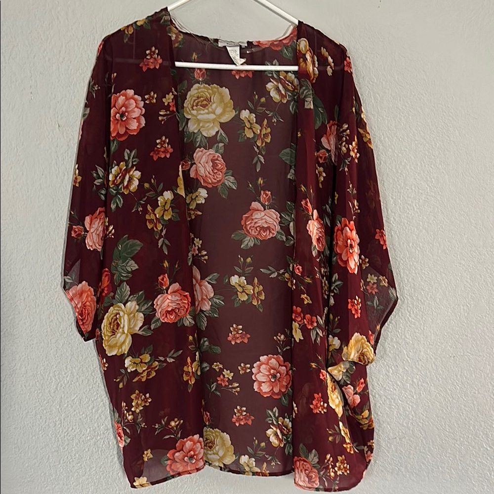 TeenBell Red 3/4 Sleeve Boxy Blouse